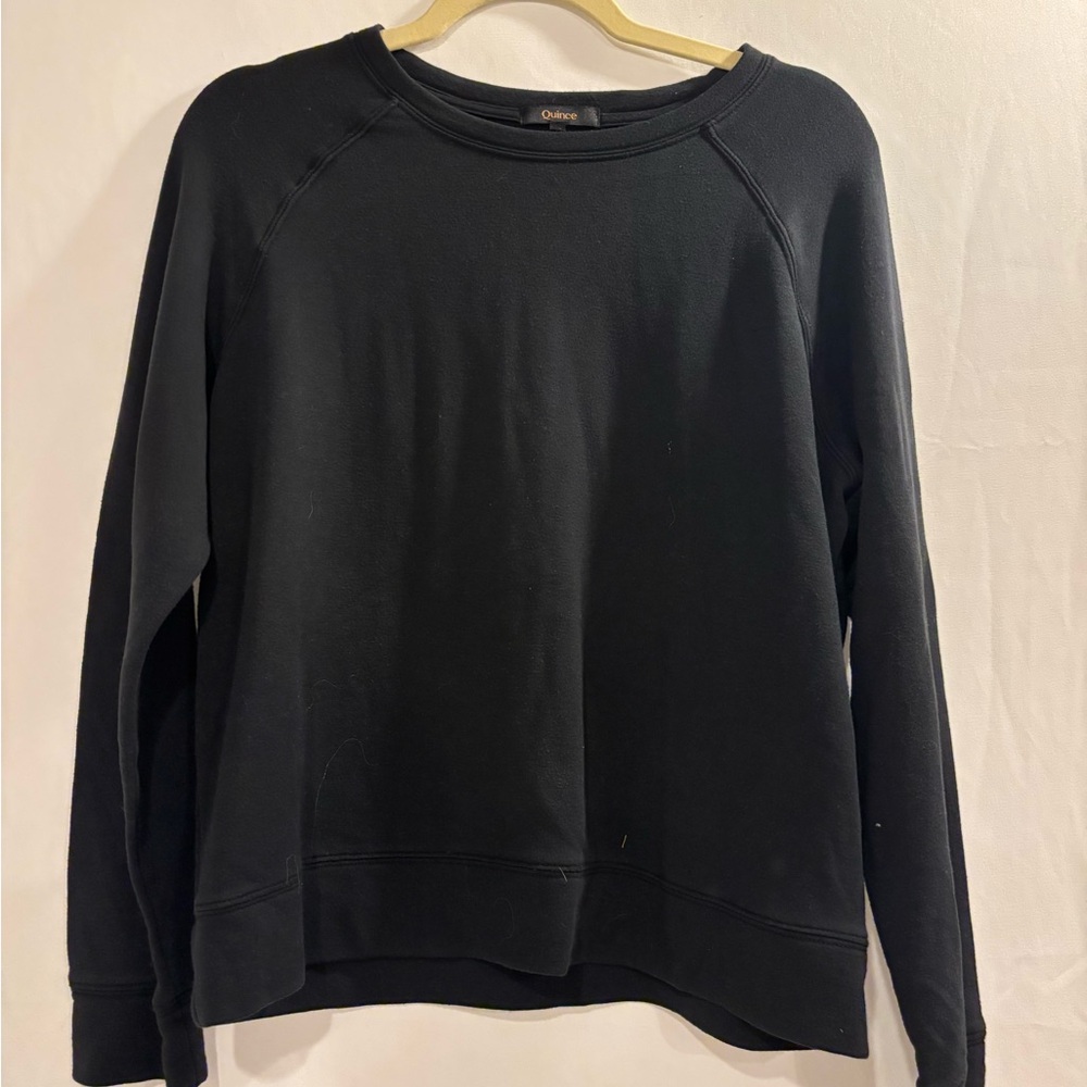 Quince Black Crewneck Sweater Soft Knit